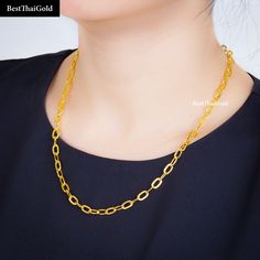 This Shop has a Special Free Gift (Chain) for Every Order. 😊🙏 Item including :1 x Necklace For: Unisex Type: GOLD PLATED over Brass, Nickel free Purity: 96.5% / 24K Surface: Shiny & Carved Length: ~ 18 inches Weight: ~ 17 g Width: ~ 5.3 mm Color: Yellow Gold ( slightly +/- from photo ) Handmade from Thailand. Thai gold plating technic really solid and stunning look. Rewarding your life from hard working, match up your dress, or a gift to someone special for you. The Craftsmanship of Thai J Gold Cable Chain Necklace Gift, Gold Cable Chain Necklace For Gift, Gold Cable Chain Necklace As A Gift, 22k Gold Link Chain Necklace As A Gift, 22k Gold Chain Necklace As Gift, 22k Gold Chain Necklace Gift, 22k Gold Link Jewelry Gift, Gold Link Chain Necklace In 22k Gold, Gold Cable Chain Necklace For Anniversary