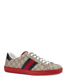 Gucci Ace Supreme GG Guccissima Logo Web Stripe Flat Sneakers Shoes $750 Gucci Ace Supreme GG Guccissima Logo Web Stripe Flat Sneakers Shoes $750 Click images to enlarge Description From Gucci, these classic low top sneakers are finished with signature GG supreme with a web detail. According to GUUCI website, Fits large, please order down 1/2 size or full size down Canvas upper Signature GG supreme with web detail Rubber sole Leather/canvas upper, fabric lining, rubber sole Made in Italy     SIZE: 5.5 as marked on the sole, inside the shoe and on the box SIZE: 9 as marked on the sole, inside the shoe and on the box SIZE: 13 as marked on the sole, inside the shoe and on the box SIZE: 14 as marked on the sole, inside the shoe and on the box These are GUCCI sizes.  Brand New in the Original G Striped Flats, Web Detail, Low Top Sneakers, Flat Sneakers, Gucci Men, Sneakers Shoes, Top Sneakers, Athletic Shoes, Men's Shoes