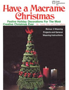 the cover of have a macrame christmas, featuring a crocheted tree