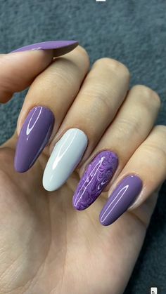 Nails Roxo, Girls Nails, Manicure Y Pedicure, Purple Nails, Black Nails, Nail Manicure