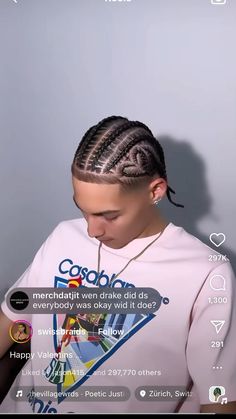 Braided Hairstyles For Men Short Hair, Chrome Heart Braids, Stitch Braids With Design Men, Heart Braids Men, Plats Braids For Men Short Hair, Braids For Boys With Short Hair, Box Braids For Men Short Hair, Male Stitch Braids, Men Natural Hairstyles