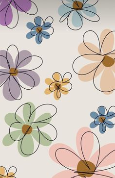 an image of colorful flowers on a white background with brown, pink, and blue colors