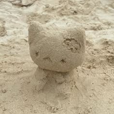 a sand castle made to look like a cat