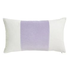 a purple and white pillow on a white background with the color block in the middle