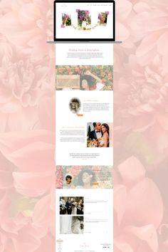 an image of a website page with flowers on the bottom and bottom pages, in pink tones