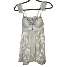 Inner Secrets Off-White Blue Floral Baby Doll Nightie Medium Never Worn - Just Washed See Photos White Coquette Sleepwear For Spring, White Sleepwear With Built-in Bra For Spring, Spring White Sleepwear With Built-in Bra, Victoria Secret Slip Dress, Blue Floral Print Sleepwear, Red Cami, Corset Looks, V-neck Floral Print Nightgown, Babydoll Lingerie