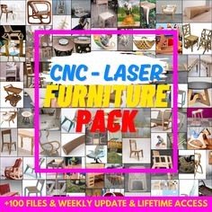 a collage of chairs and tables with the words cnc - laser furniture pack