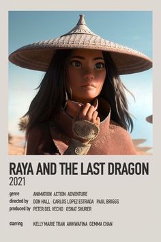 a woman wearing a hat with the words raya and the last dragon on it