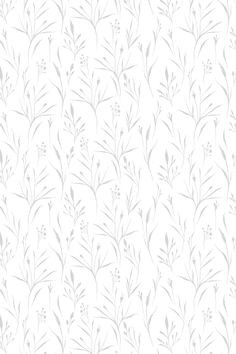 a white wallpaper with small flowers and leaves on the back ground, in shades of gray