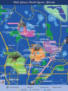 a map of walt world resort, florida with all the locations and their name on it