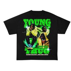 YOUNG THUGGER RAP TEE No Feelings, Vintage Rap Tees, Swag Outfits For Girls, Rap Tee, Young Thug, Hoodie Tank Top, Baddie Outfits Casual, Vintage Tee