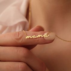 *GOLD MAMA  NECKLACE * DAINTY MAMA NECKLACE* 14K SOLID GOLD MAMA NECKLACE ,Mama Necklace,Dainty Mama Necklace,14K Solid Gold Name Necklace,Minimalist Necklace for Mom,Gift for her,Mother's Day Gift,Gift for New Mom,Custom Gold Name  Necklace, Silver Custom, Name Necklace,Personalized Name Necklace,Gold Name Necklace,Mothers Day Gift.  ♡  Custom Jewelry will be the best gift on the special day for your loved ones, Personalized jewelry is very popular nowadays. This is a stunning and special jewelry. Compared with others, it can bring back memories. More and more people choose it for gifting, This Mama necklace made from high quality 925 sterling silver, it is perfect gift for Mom . All jewelry from us are handmade with love ♡ ♡This Mama necklace layers delicately with other pieces and makes Meaningful Gold Necklaces As Gift For Mom, Gold Necklace With Name In Meaningful Style, Gold Nameplate Charm Necklace For Mother's Day, Meaningful Gold Necklace For Personalized Gift, Personalized Gold Necklaces, Gold Custom Name Necklace With Meaningful Style, Gold Necklace With Custom Name In Meaningful Style, Gold Necklace With Custom Name, Meaningful Personalized Gold Necklace