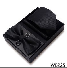 Introducing a Pocket Square Tie Set. Formal Accessories from Bowtieuniform. Our tie set including a Tie, Pocket Square, Bowtie, Cufflinks and Clips which also comes with a box. Pattern: Premium Black Tie Set  Size: Tie: 58x3.1x1.4in Pocket Square：10x10in Cufflinks：0.6in Box：7.3x5.5x1.57in Tie Clips: Random (You can specify if you want) The ideal gift for the special one. Perfect for weddings and kit out all your groomsmen, christenings, race days, balls, proms, or any formal occasion. We have over 60 style kits. Check more in our shop! Mens Groomsmen Gifts, Necktie Set, Formal Accessories, Tie For Men, Tie Gifts, Cufflink Set, Wedding Ties, Pocket Squares, Tie Set