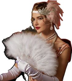 Costume Accessories For Mardi Gras Party, Adjustable Retro Costume Accessories For Costume Party, White Halloween Party Jewelry, Gatsby Style Headpieces For Costume Party, Vintage Headpieces For Costume Party, Masquerade Halloween Party, Flapper Headband, 1920s Vintage, The Great Gatsby