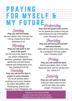 a poster with the words praying for myself and my future in purple, pink and blue