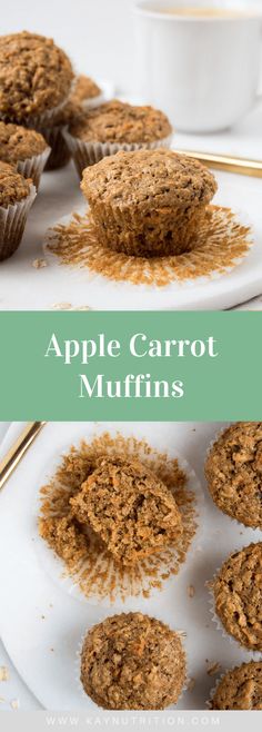 apple carrot muffins on a plate with cinnamon crumbs in the middle