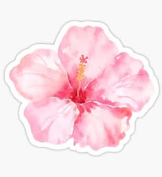 a pink flower sticker on a white background