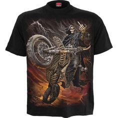 Spiral Bike Life - T-Shirt Black Heavy Metal Fashion, Gothic Tops, Black Bike, Biker T Shirts, Skull Shirts, Grim Reaper, Bike Life, Free Clothes, Men Short Sleeve