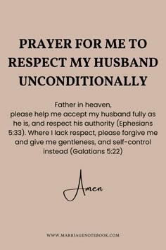 the front cover of prayer for me to respect my husband unconditionalally