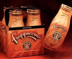 there are four starbucks coffee drinks in the carton