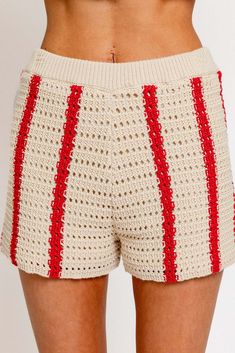 Stay cool and stylish with our Sunset Drive crochet shorts. Made with a breezy open knit design, these shorts are perfect for warm weather. Pair them with our matching top for a complete look. Crafted with 60% cotton and 40% acrylic, these shorts are both comfortable and chic. Say goodbye to boring summer outfits! Cotton Beachwear Shorts For Summer Outings, Short Crochet Bottoms For Spring, White Shorts For Warm Weather, Summer Crochet Bottoms Short Length, Beachy Shorts For Spring Season, Beachy Shorts For Spring Warm Weather, Crochet Bottoms For Beach Vacation, Crochet Shorts For Vacation In Spring, Spring Beachwear Shorts For Warm Weather