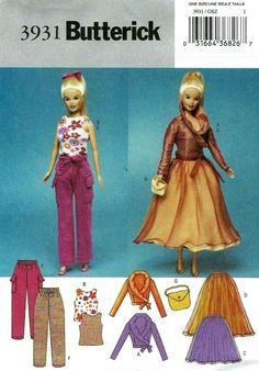 the doll is wearing a dress and pants