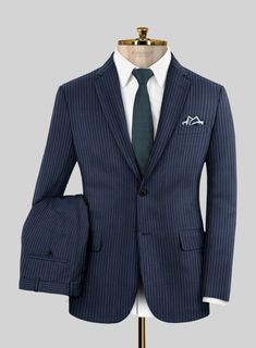 Sprinkle the stylish elegance with our Napolean Koro Wool Suit, which embraces the boldness of sartorial ambitions. Appoint a classy sophistication with our suit, crafted from a wool blend fabric that outlines a smooth, feathery texture with delicate accents and a stripes pattern over a blue tint that highlights vibrant character. Balance an exquisite taste with a sublimely tailored blue suit that captures a sense of luxury while ensuring ideal relaxation to pursue exhilarating occasions and cru Button Jacket, Wool Suit, Blue Suit, Jacket Buttons, Wool Fabric, Black Button, Jacket Style, Stripes Pattern, Wool Blend