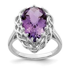 This gorgeous Sterling Silver Rhodium-plated Checker-Cut Amethyst Ring is made from high-quality 925 sterling silver and features a stunning purple amethyst stone. The pear-shaped stone measures 14.00 x 9.00 mm and has a weight of 3.60 ct. The stone is a natural gemstone that has been heat-treated and cut in a unique checkerboard pattern, giving it an eye-catching texture and shine. The ring has a delicate band width of 2mm and is plated with rhodium for added durability and a silver tone finish Swiss Blue Topaz Ring, Blue Topaz Gemstone, Sky Blue Topaz, Bling Rings, Pink Quartz, Quartz Ring, Color Ring, Fine Jewelry Gift, Blue Topaz Ring