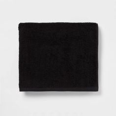 a black towel on a white background