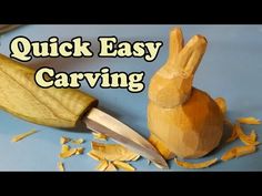 a wooden carving knife with the words quick easy carving