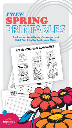 Free printables including coloring bookmarks, word games, scavenger hunt and more! Spring Literacy Activities, Spring Kids Activities, Read Naturally, Spring Printables Free, Activities For Teachers, Reading Incentives, Spring Classroom, Literacy Coaching, Spring Printables