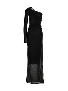 76% Viscose, 24% Polyamide Saint Laurent Dress, Drape Maxi Dress, 2023 Ss, Designer Drapes, Androgynous Fashion, Black Gown, Gowns With Sleeves, Black Maxi Dress, Luxury Handbags