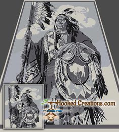 Indian Chief SC (Single Crochet) Queen Blanket Crochet Pattern Crochet Queen Blanket, Tapestry Crochet Patterns Charts, Native American Crochet Patterns, Graphghan Crochet, Crochet Hobby, Xmas Crochet, Crochet Graphgan, Crochet Queen, Native American Quilt