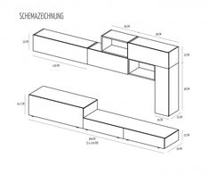 an outline drawing of the sideboard and shelf