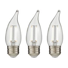 three light bulbs are shown on a white background