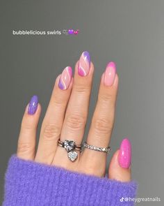 Purple And Pink Nails, Purple Nail Art, Hello Nails, Unique Acrylic Nails, Square Acrylic Nails, Fancy Nails, Short Acrylic Nails, Purple Nails, Cute Acrylic Nails