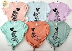 Disney World Family Outfits, Mickey Sketch, Disneyland Family Shirts, Disney World Family Shirts, Disney Character Shirts, Kids Disney Shirts, Disney Gear, Custom Disney Shirts, Disney Family Shirts