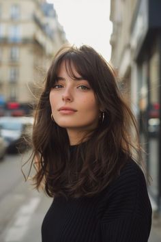 12 Most Popular French Haircuts for Women 2024 2025 Haircut For Women, Fine Long Hair Haircuts, Brunette Medium Haircut, French Brunette Hair, Fine Hair Haircuts Long, Long Face Shape Hairstyles, Haircut Fall 2024, Trend Haircut 2024