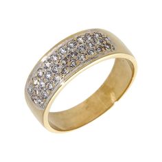 a gold ring with white diamonds on it