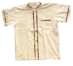 Men's Fiesta Button Down Shirts -- the perfect complement to a pair of HUARACHES! #huaraches #fiesta #sandals White Short Sleeve Camp Shirt With Placket, White Short Sleeve T-shirt With Buttons, Classic Multicolor Short Sleeve Shirt, White Short Sleeve Camp Shirt With Buttons, White Collared T-shirt With Buttons, Sewing Ideas, Holiday Ideas, Accent Colors, Button Down Shirts