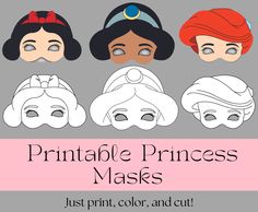 printable princess masks for kids to make them look like they are wearing their hair