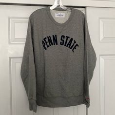 Nwt Women’s Penn State Sweatshirt. Penn State Logo Is Embroidered. Super Soft Fleece Material. Fit Is Longer, Almost Like A Tunic Length. Gray Relaxed Fit Tops With Embroidered Logo, Gray Tops With Embroidered Logo, Relaxed Fit, Gray Sporty Sweatshirt With Embroidered Logo, Gray Crew Neck Sweater With Embroidered Logo, Gray Crew Neck Top For Campus, Gray Tops For Campus In Winter, Gray Winter Campus Tops, Gray Winter Tops For Campus, College Gray Sweatshirt With Embroidered Logo