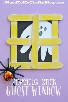 popsicle stick ghost window craft for halloween