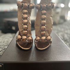 Pristine Condition. Worn Once For A Few Hours. Has Some Markings On One Heel. Alaia Shoes, Alaia Sandals, Azzedine Alaia Spring 1992, Alaia 1987 Shearling Coat, Women's Shoes Sandals, Shoes Sandals, Sandals, Women Shoes, Cream