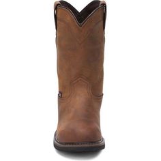 Justin Men's Drywall 10" Steel Toe Waterproof Slip Resistant Work Boot - Whiskey Brown - SE4961 On Sale Now! This Item Ships FREE! The beige exterior is waterproof and crafted from quality leather for protection in wet conditions, and it's built for comfort with the J-Flex Flexible Comfort System® that guarantees lasting support throughout the day. Justin western boots feature a durable rubber outsole offering traction on various surfaces and are ASTM electrical hazard rated, providing protectio Brown Western Style Slip-resistant Work Boots, Classic Brown Slip-resistant Work Boots, Durable Brown Western Style Work Boots, Brown Durable Western Work Boots, Brown Western Style Durable Work Boots, Classic Brown Leather Work Boots For Outdoor Work, Classic Brown Work Boots For Outdoor, Classic Brown Steel Toe Work Boots, Classic Insulated Brown Work Boots