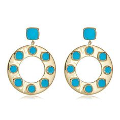 Santorini Turquoise Earrings Image Blue Gemstone Gold Plated Earrings, Blue Round Gold-plated Earrings, Blue Round Gold Plated Earrings, Blue Gold-plated Drop Earrings, Blue Drop Earrings, Gold Plated, Blue Gold Plated Drop Earrings, Elegant Turquoise Gold-plated Earrings, Turquoise Gold-plated Earrings For Gifts, Luxury Blue Gold-plated Earrings