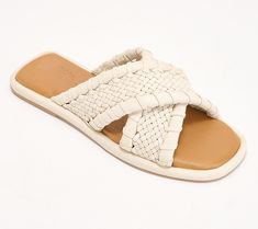 Pretty? Yes! Practical? Yes!! These textured leather slide sandals weave style into your summer wardrobe while a morphing memory-foam footbed adapts to your foot shape. From Spring Step. Synthetic Slides With Woven Leather For Vacation, Comfortable Woven Leather Slides For Vacation, White Synthetic Sandals With Woven Leather, Comfortable Summer Slides With Woven Leather, Comfortable Woven Leather Summer Slides, Comfortable Woven Leather Slides For Summer, Casual Sandals With Intrecciato Weave For Vacation, Casual Intrecciato Weave Sandals For Vacation, Synthetic Woven Leather Slide Sandals