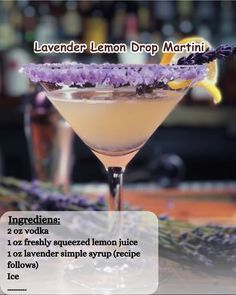 lavender lemon drop martini recipe with ingredients