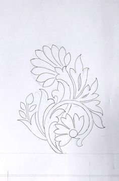 a drawing of a flower with leaves and flowers in the center on a sheet of paper