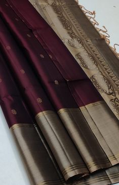 Pure handloom Double warp soft silk saree Fancy design silk sarees Contrast pallu and Blouse  Border same on both sides  Silkmark certified  Price 6650+$ Wine Colour Pattu Saree, Unique Kanchipuram Silk Saree, Pure Kanchipuram Silk Sarees With Price, Maroon Silk Saree, Traditional Saree Blouse Designs, Saree Fancy, Maroon Saree, Indian Wedding Gowns, Simple Lehenga